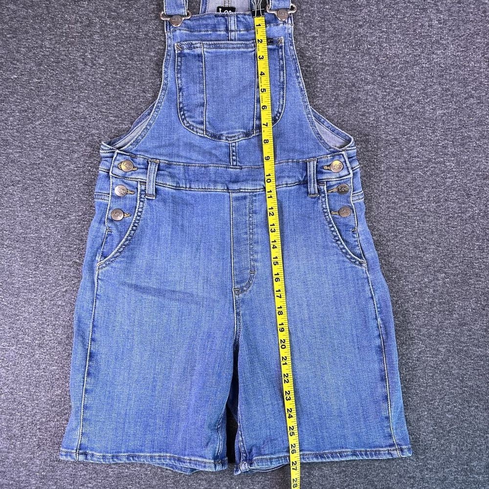 Lee Overalls Womens Small Blue Medium Wash Farm Chore Boho Bib Shortalls Pockets - Picture 5 of 16
